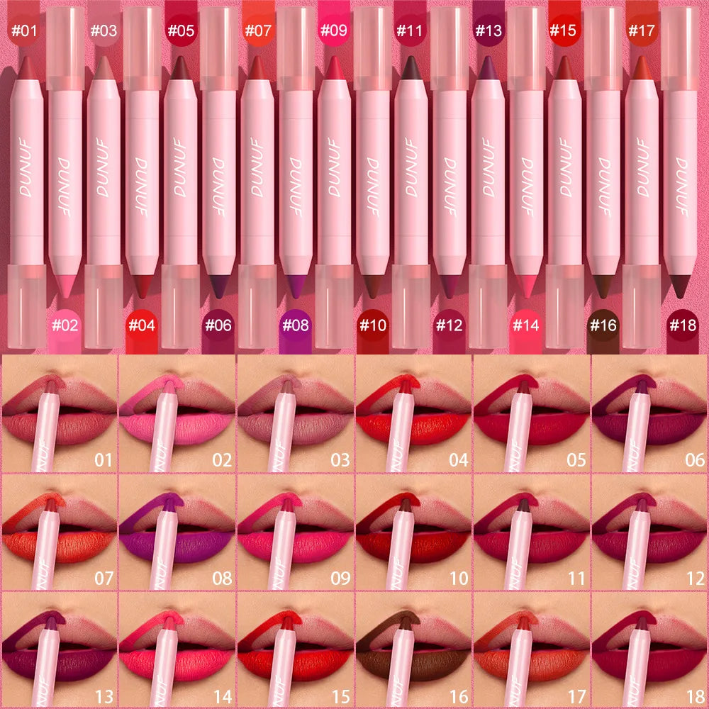 Lipstick Pencil Make Up Waterproof Sexy Red Contour Tint Lipstick Lasting Non-stick Cup Silky Matte Finish Lip Liner Pen Makeup
