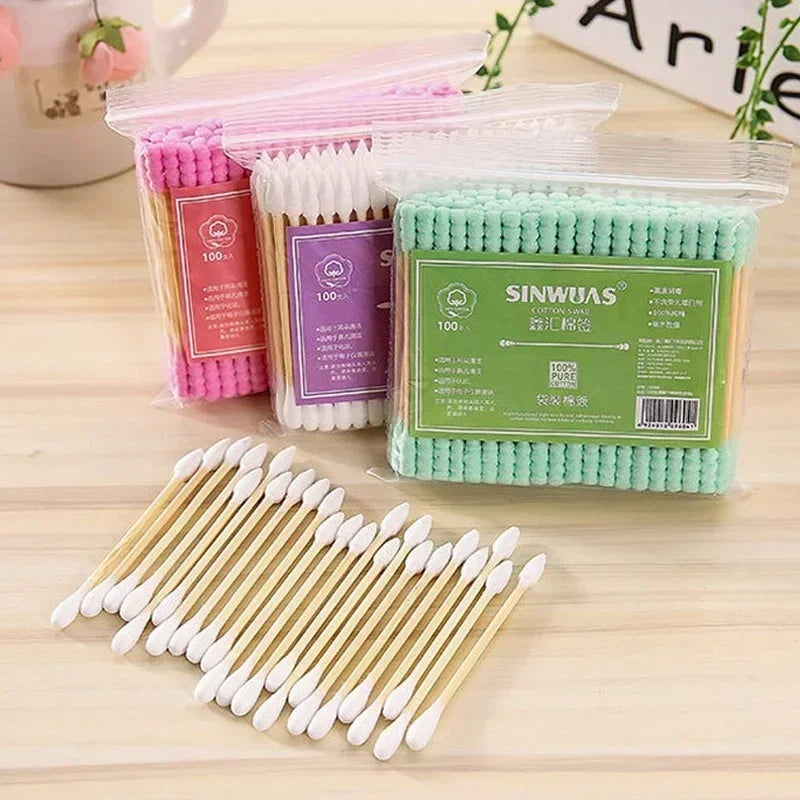Cotton Swab for Makeup, Nose & Ears Cleaning, Health Care 100pcs Double Head