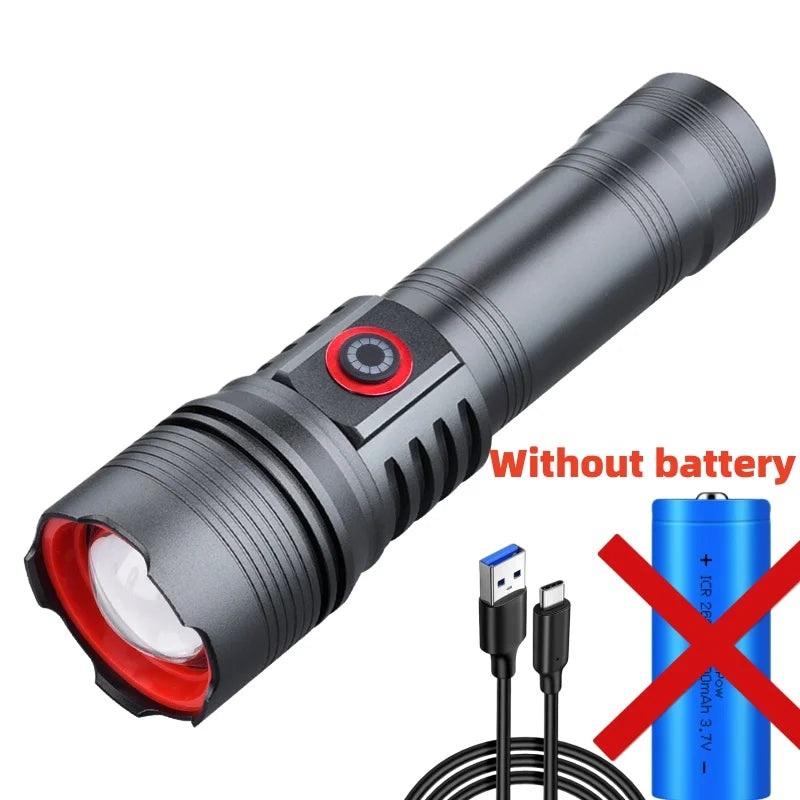 High Power LED Flashlight Strong Light Lantern USB Rechargeable Long Range Tactical Torch Most Powerful Lamp For Fishing Hunting