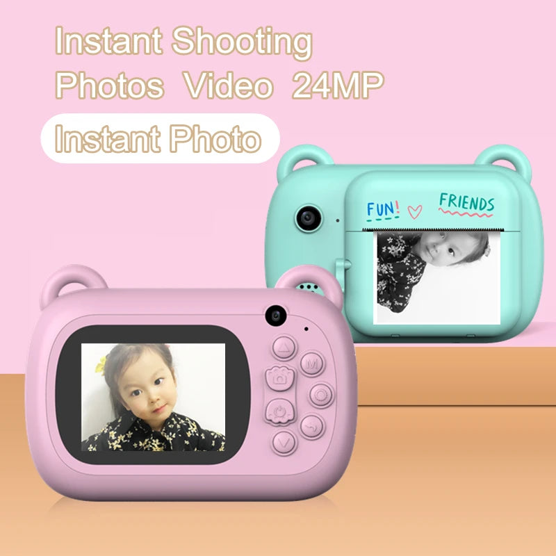 A7B Digital Children Camera Photography Instant Print Photo 1080P HD Vide Recorder Mini Thermal Printer