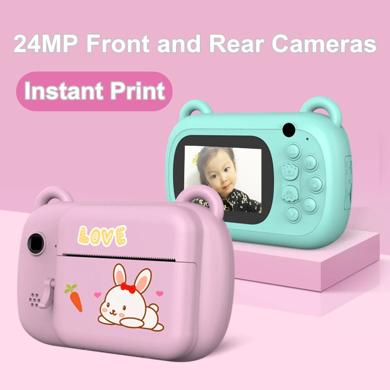 A7B Digital Children Camera Photography Instant Print Photo 1080P HD Vide Recorder Mini Thermal Printer