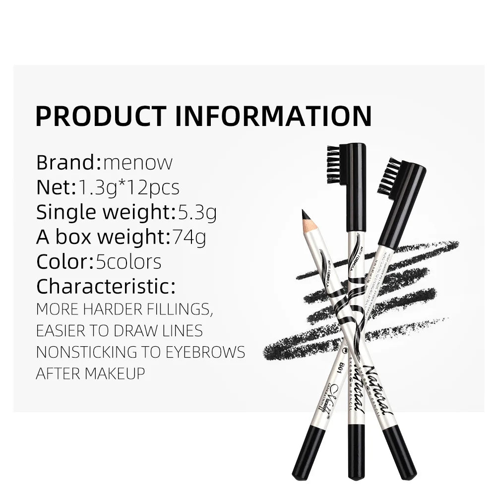 5 Colors Eyebrow Pencil Makeup Menow Eyebrow Marker Waterproof Eye Brow Tattoo for Eyebrows Enhancer Dye Tint Pen Long Lasting
